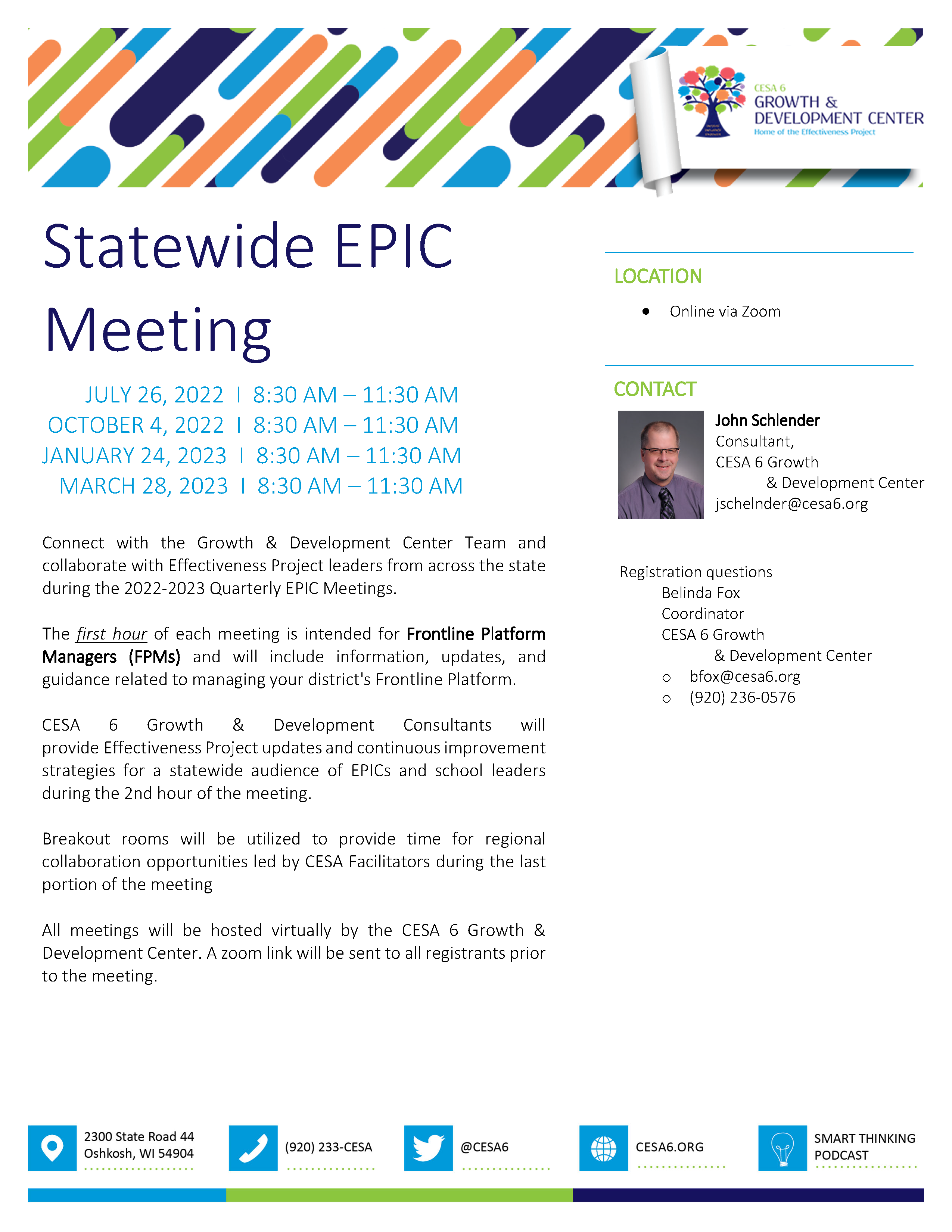 Statewide EPIC Meeting flyer